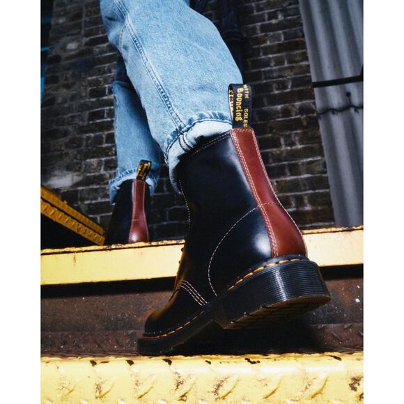 Dr. Martens 1460 Black + Brown Abruzzo WP Leather Lace Up Combat Boots UK 6 NIB - Picture 13 of 14